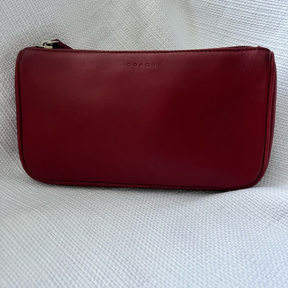 Vintage Coach red leather zip pouch bag